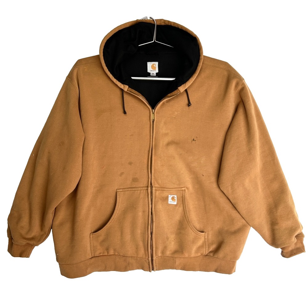 Carhartt Thermal Lined Hoodie Jacket Mens 4XLT Full Zip Workwear 4X Big Tall Tan